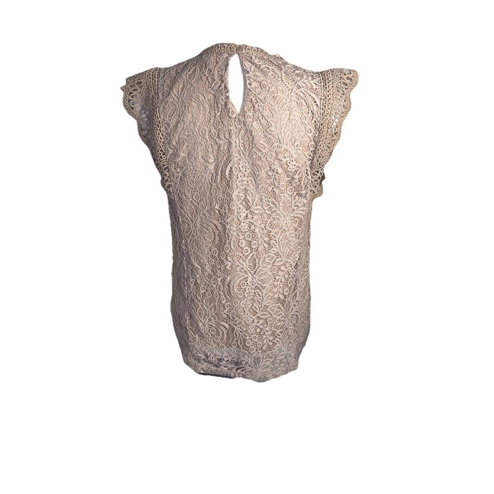 Cable & Gauge Bohemian Embroidered Lace Top Keyhole Back Lined Stretchy Size M - Picture 4 of 9